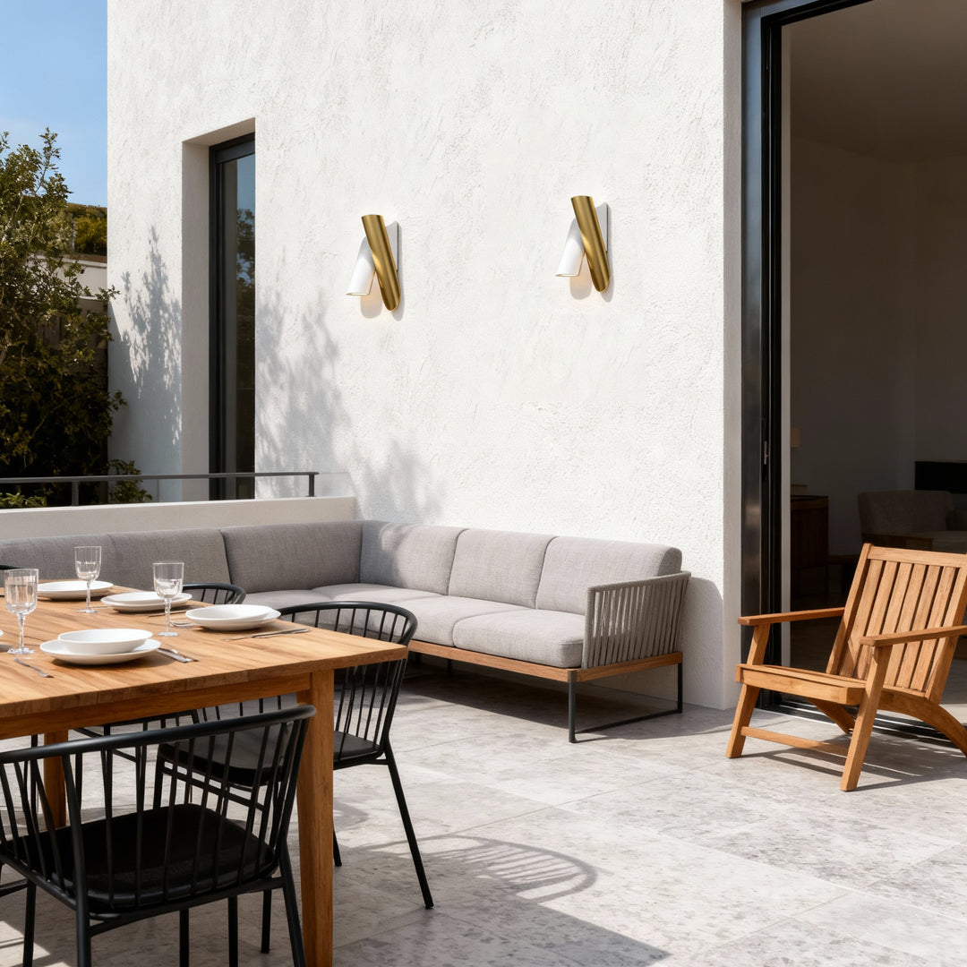 Geometric Up and Down Outdoor Wall Light in Stainless Steel