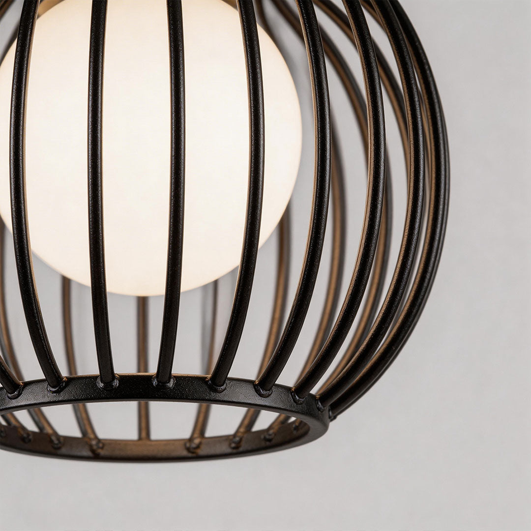 Modern Outdoor Pendant Light with Adjustable Cable, IP54 Waterproof, Black Aluminum