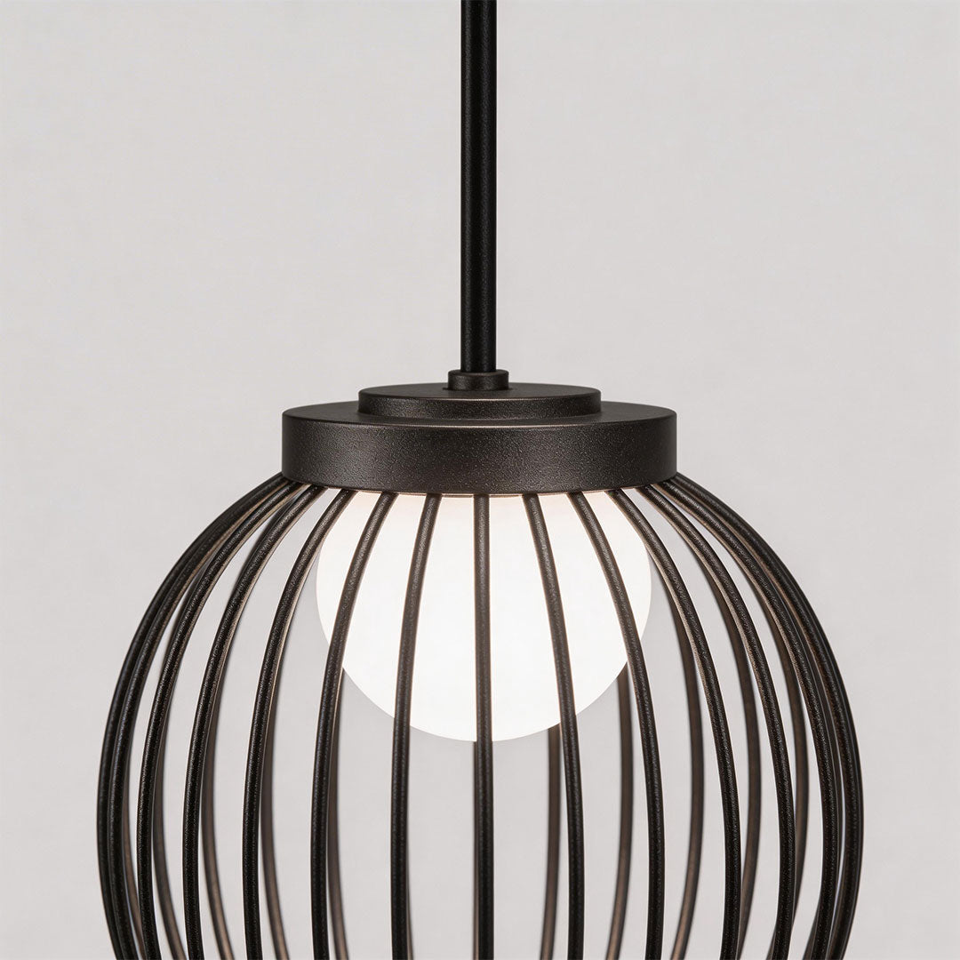 Modern Outdoor Pendant Light with Adjustable Cable, IP54 Waterproof, Black Aluminum