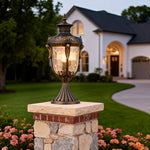 Solid Copper Outdoor Pillar Light with Clear Glass Shade