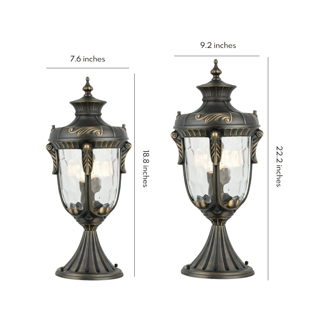 Solid Copper Outdoor Pillar Light with Clear Glass Shade