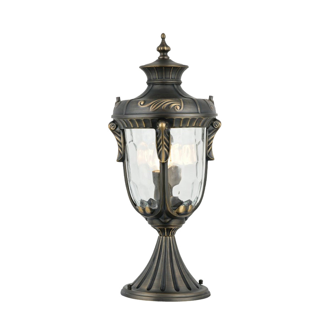 Solid Copper Outdoor Pillar Light with Clear Glass Shade