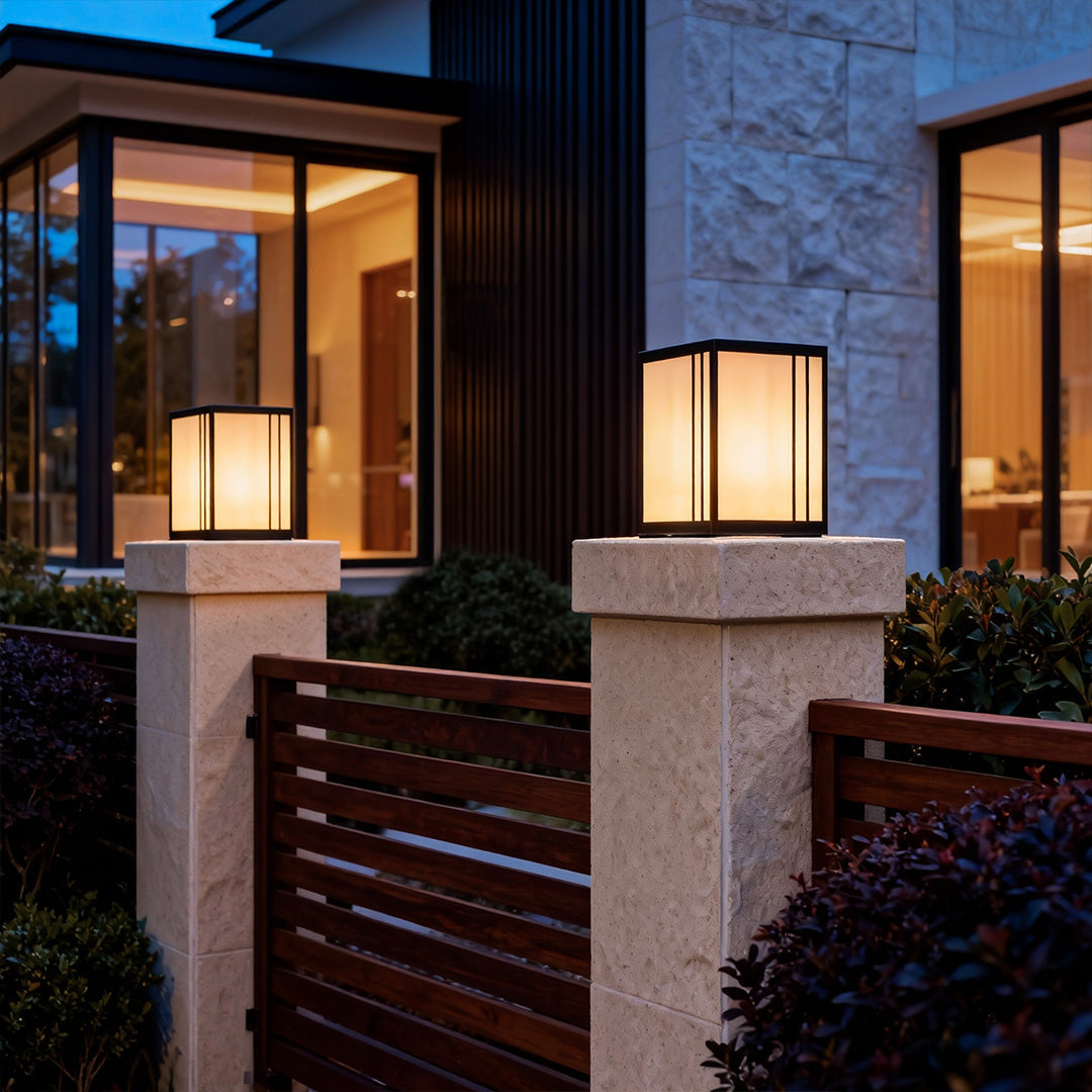 Luxury Outdoor Pillar Light with Marble Shade and LED