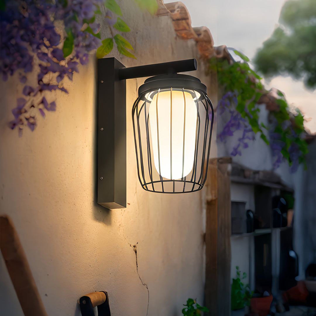 Aurelia Outdoor Wall Lantern Sconce in Black Stainless Steel