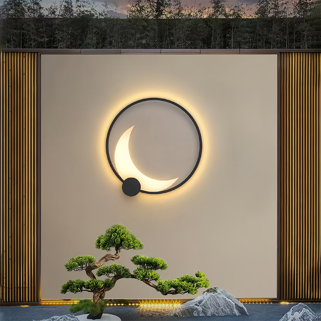 Lunar Halo Outdoor Wall Sconce in Gray Stainless Steel