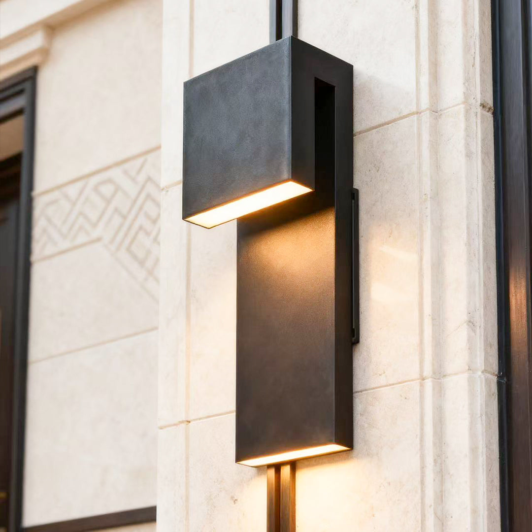 Industrial Outdoor Wall Sconce with Clear Glass and Black Aluminum