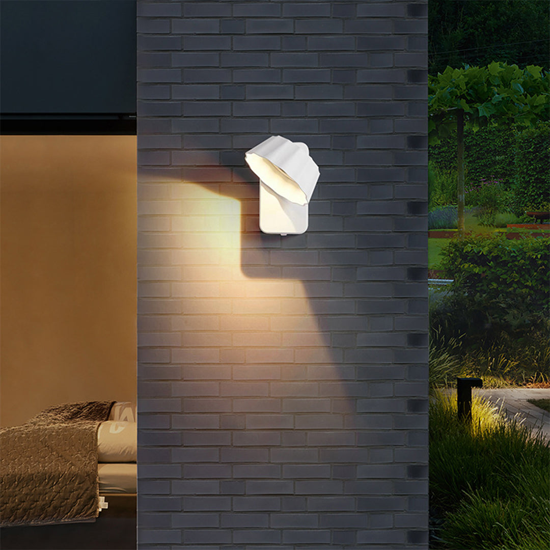 Modern Outdoor Wall Sconce with Adjustable 180° Head, IP65 Waterproof Aluminum
