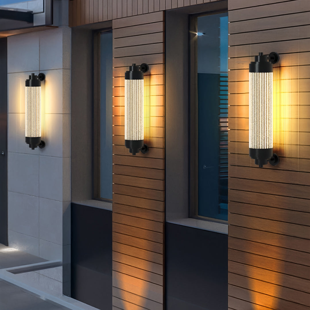 Luxury Minimalist Outdoor Wall Sconce with Copper Frame and Warm LED Light