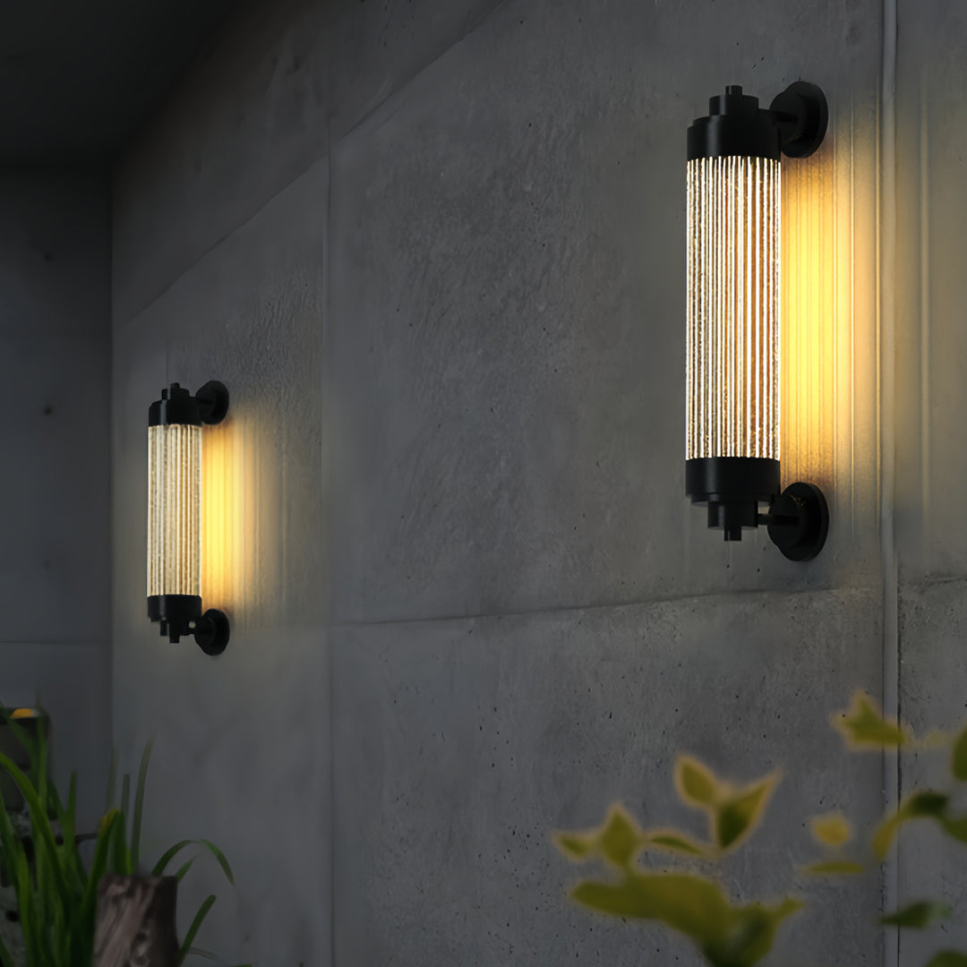 Luxury Minimalist Outdoor Wall Sconce with Copper Frame and Warm LED Light