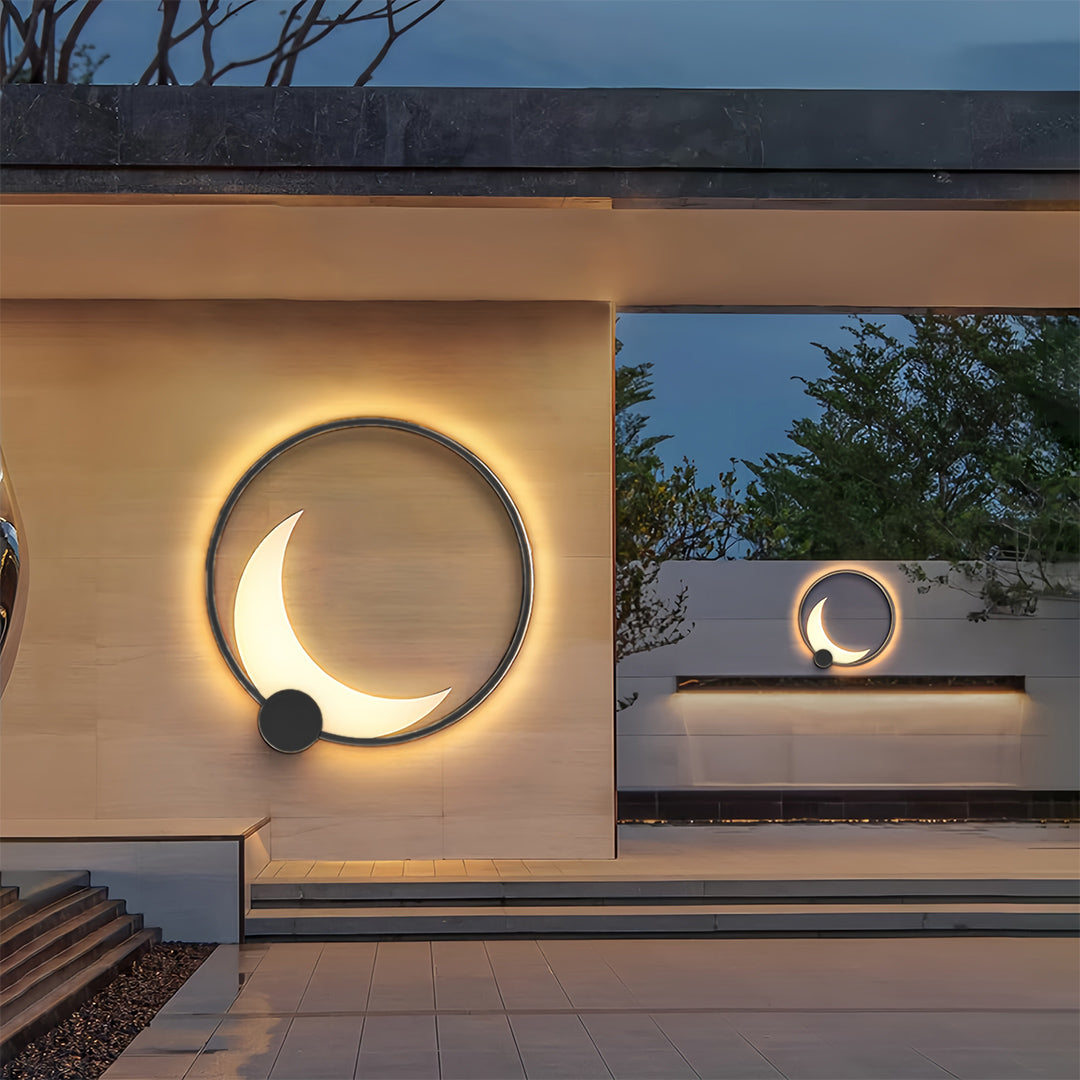 Lunar Halo Outdoor Wall Sconce in Gray Stainless Steel