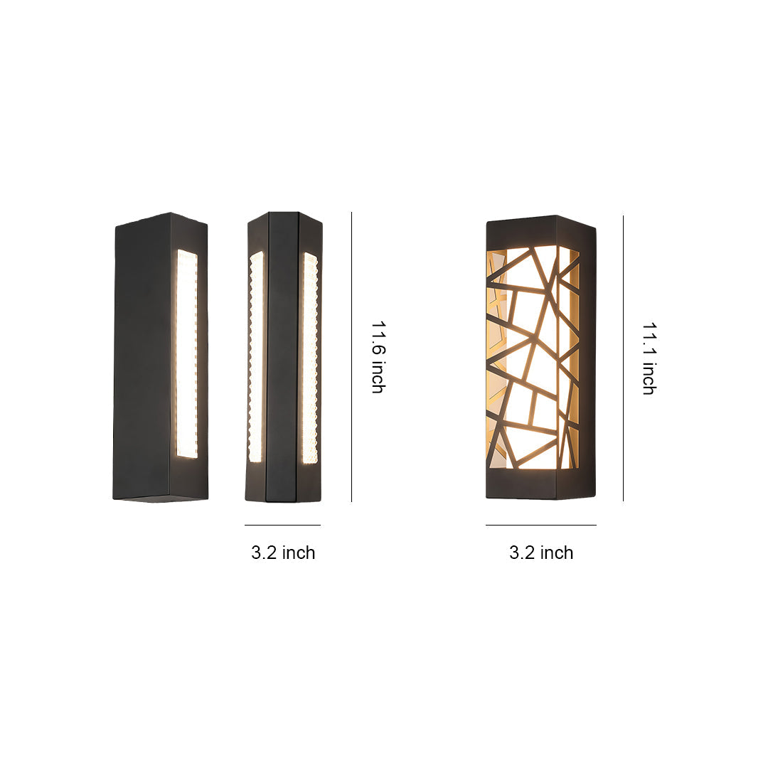 Modern Outdoor Wall Sconce with Black Iron Frame and LED Illumination