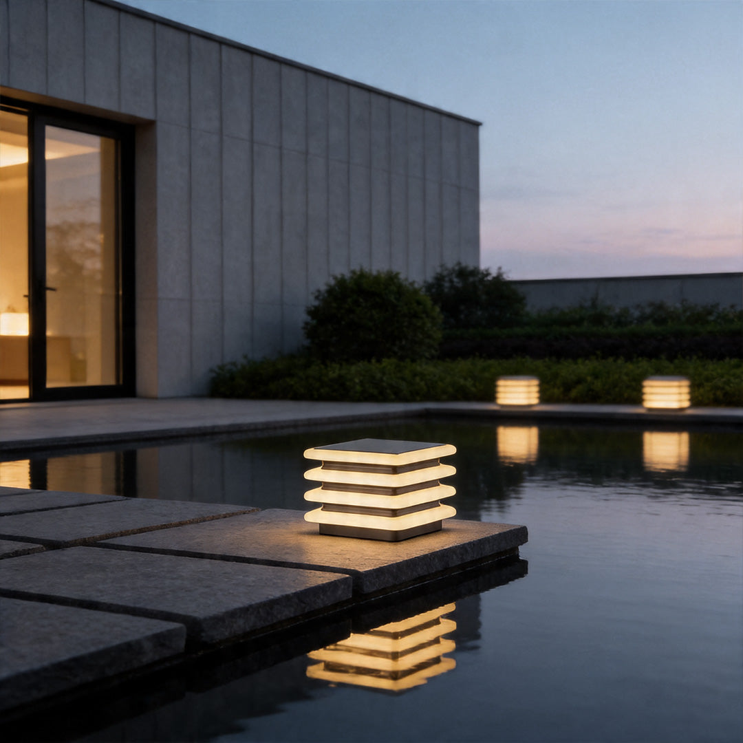 Modern Outdoor Pillar Light with Warm LED Illumination