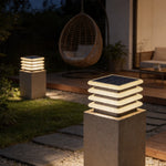 Modern Outdoor Pillar Light with Warm LED Illumination