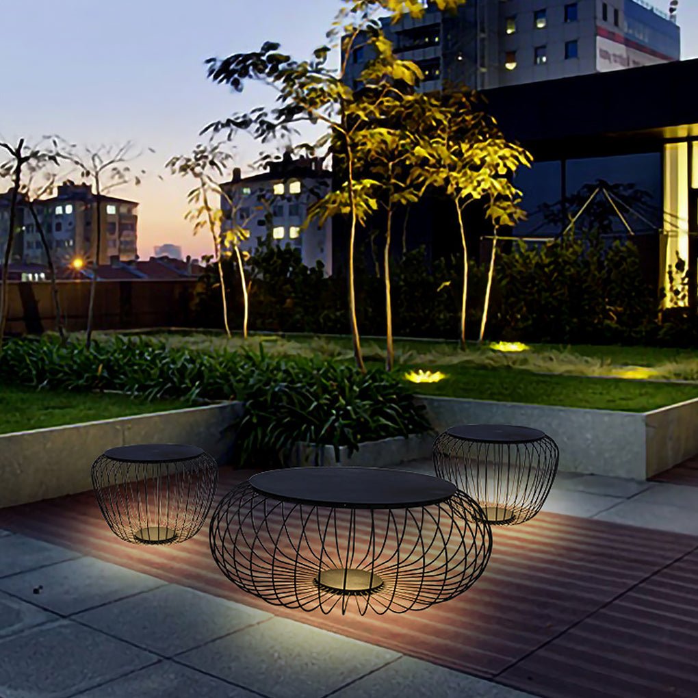 Outdoor Waterproof Cage Shape Stool Table Lamp Led Landscape Lighting Courtyard Lamp