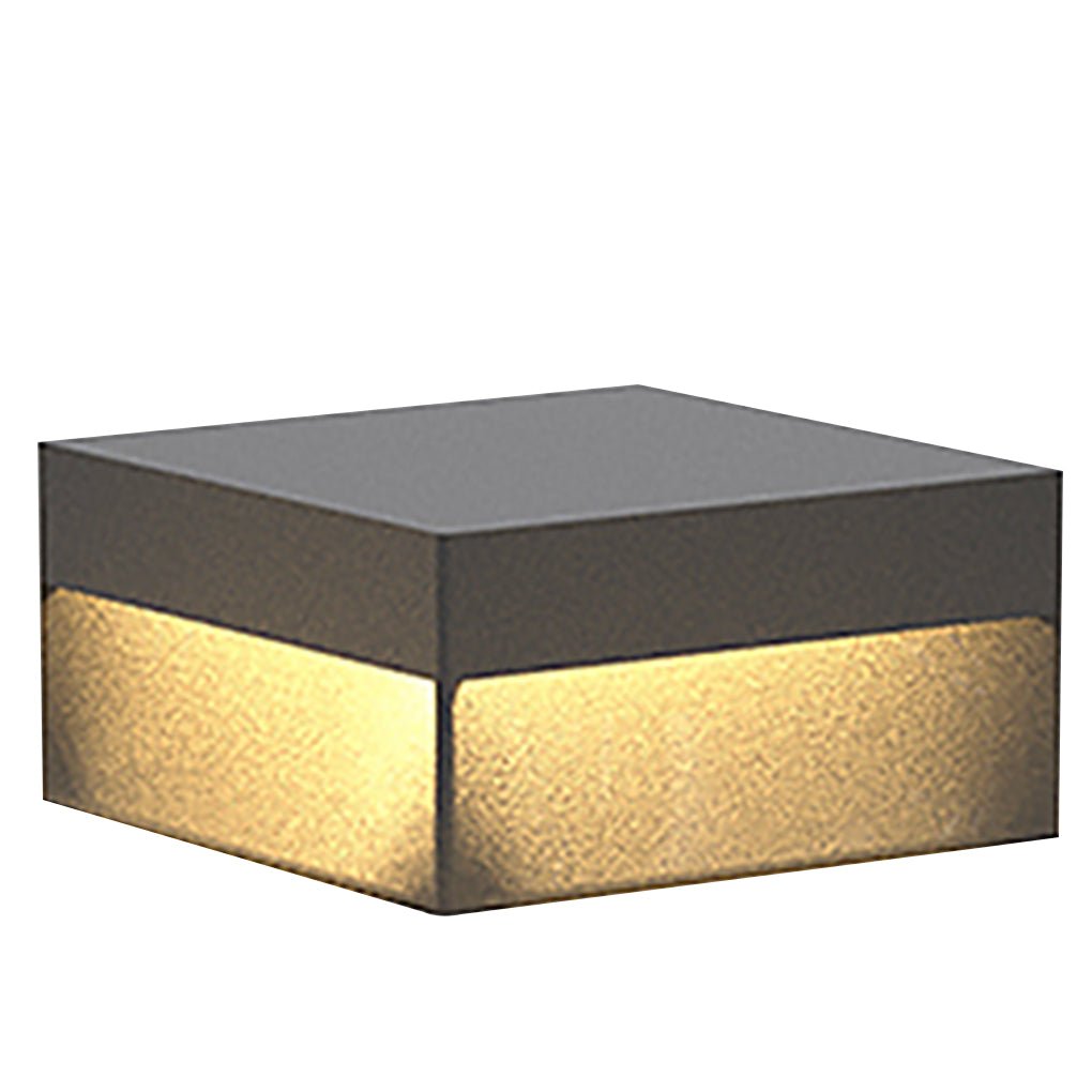 Square LED Solar Outdoor Pillar Light in Black Stainless Steel