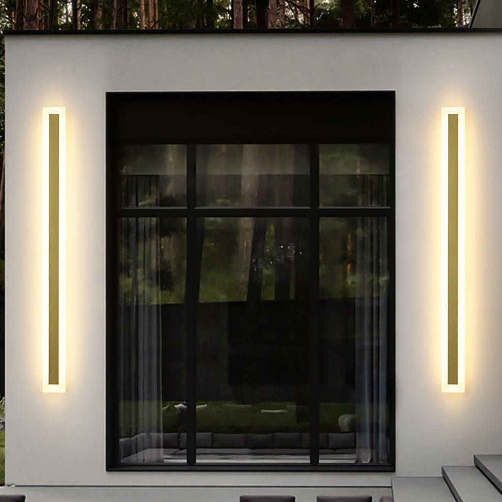 Linear Gold Outdoor Wall Light – Modern Minimalist LED Sconce