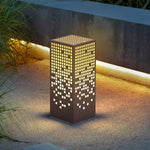 Stainless Steel LED Bollard Light with Marble Accent for Modern Outdoor Spaces