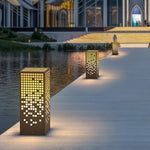 Stainless Steel LED Bollard Light with Marble Accent for Modern Outdoor Spaces