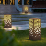 Stainless Steel LED Bollard Light with Marble Accent for Modern Outdoor Spaces