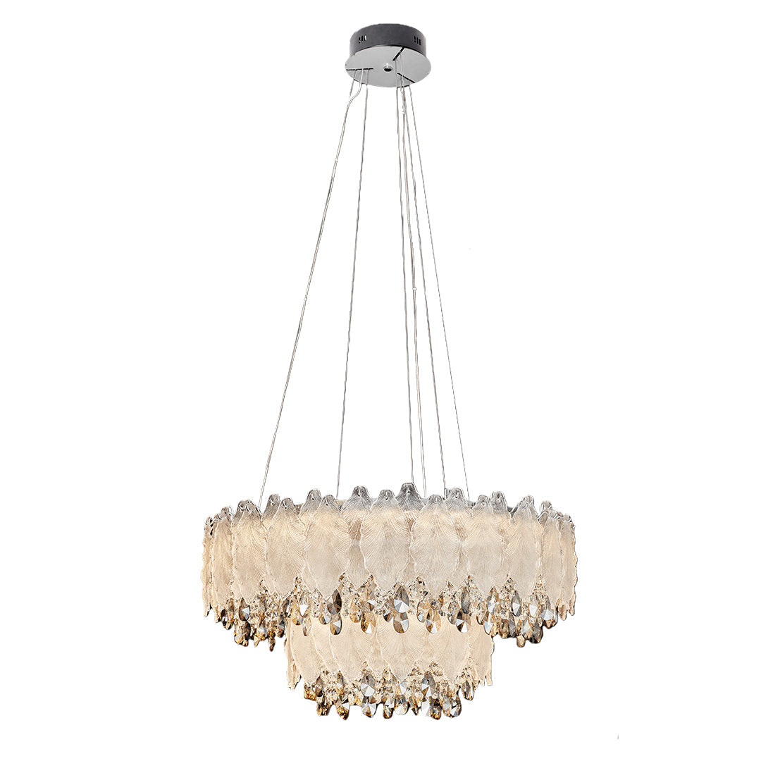 Champagne Gold Crystal Chandelier with Adjustable Chain, French Palace Style Ceiling Light