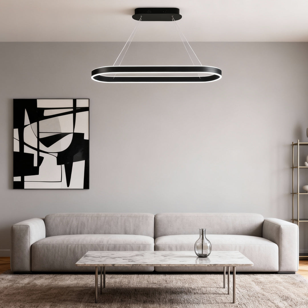 Oval LED Pendant Light in Aluminum for Modern Interiors