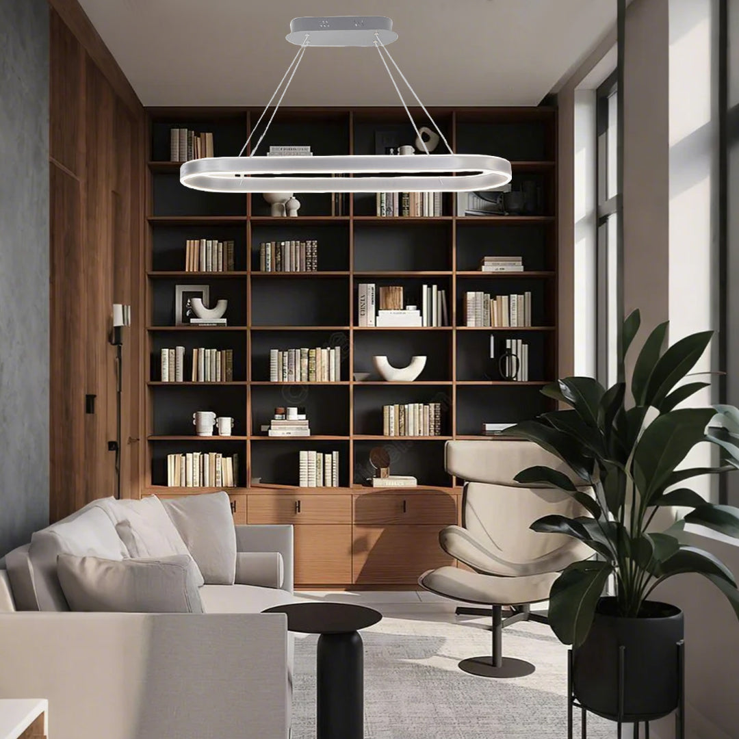 Oval LED Pendant Light in Aluminum for Modern Interiors