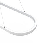 Modern Oval LED Linear Pendant Light in White Aluminum for Dining and Living Spaces