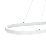 Modern Oval LED Linear Pendant Light in White Aluminum for Dining and Living Spaces