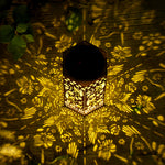 Solar-Powered Wrought Iron Outdoor Lantern with Nature Motifs