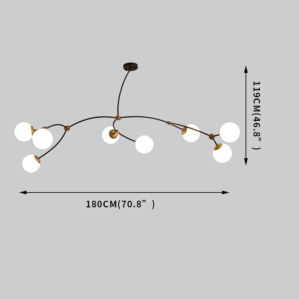 Modern 8 Light Led Chandelier With Electroplated Metal And Glass Globes