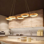 Aurelia Four-Ring Wood LED Pendant Light – Modern Minimalist Ceiling Fixture