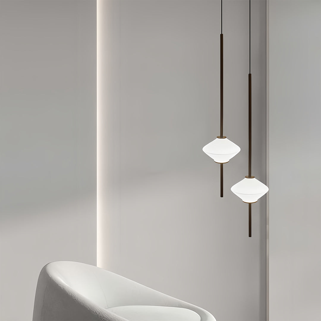 Modern LED Pendant Light for Bedside and Dining Room, Minimalist Glass and Aluminum Hanging Lamp