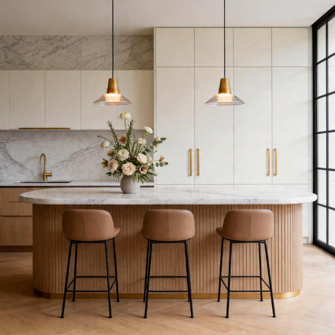 Aurora Glass Cone Pendant Light in Gold Brass, Nordic Minimalist Ceiling Lamp