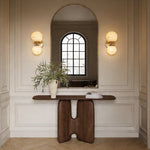 Italian Brass Up and Down Moon Wall Sconce with Marble Shade