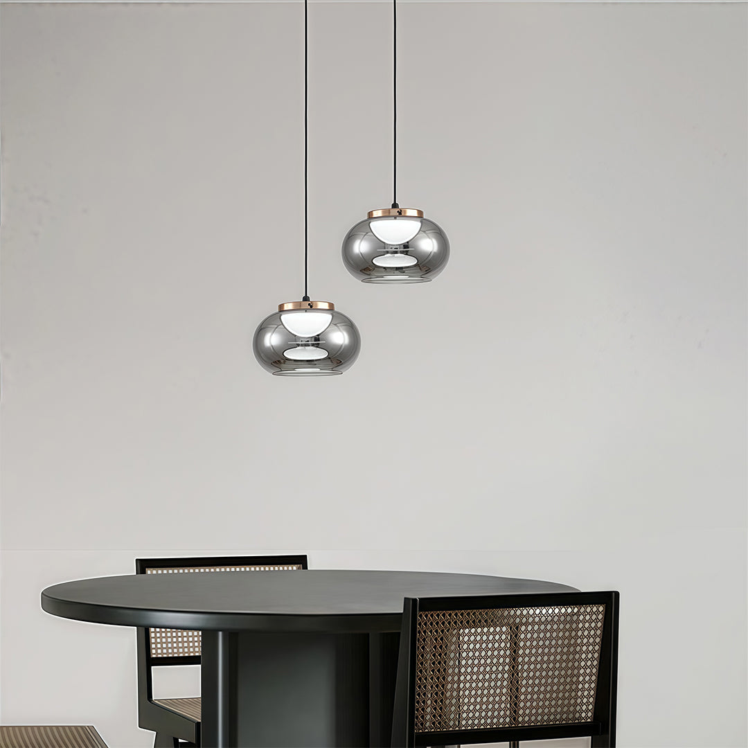 Smoked Gray Glass Pendant Light with Full-Spectrum LED, Italian Minimalist Design