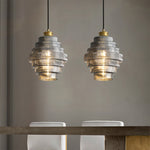 Honeycomb Glass Pendant Light, Mid-Century Modern Ceiling Lamp