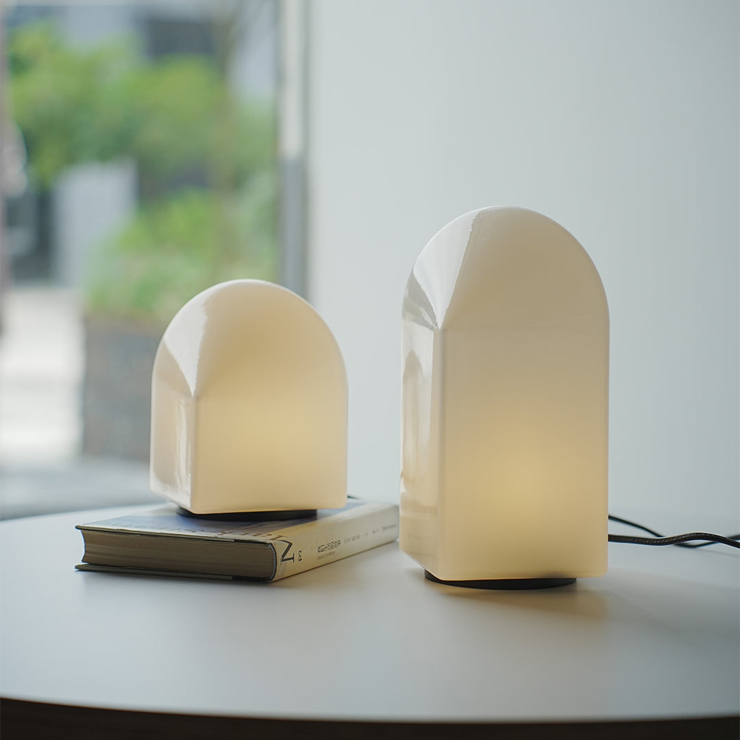 Lumina White Glass Table Lamp — Warm Ambient LED Night Light