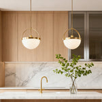 Aurelia Gold and White Glass Pendant Light, Minimalist Ceiling Lamp