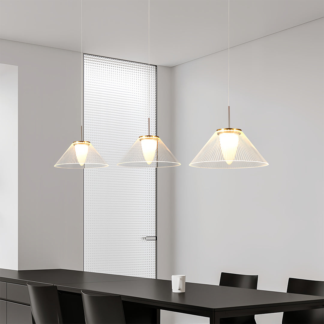 Spectrum Clear Glass Pendant Light for Kitchen Island, Modern LED Hanging Lamp