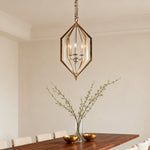 Rustic Brown Open Frame Pendant Light with Adjustable Chain