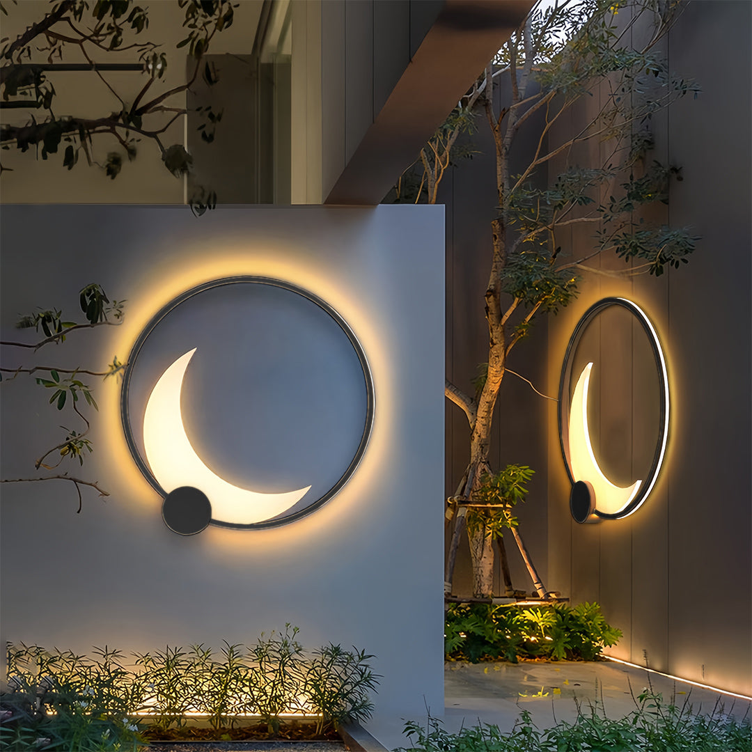 Lunar Halo Outdoor Wall Sconce in Gray Stainless Steel