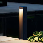 Minimalist Black Aluminum LED Bollard Path Light for Modern Landscapes