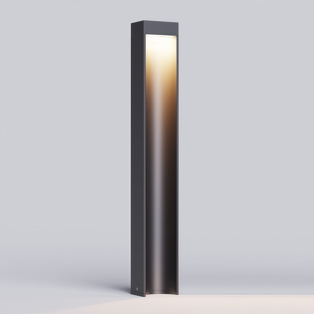 Minimalist Black Aluminum LED Bollard Path Light for Modern Landscapes