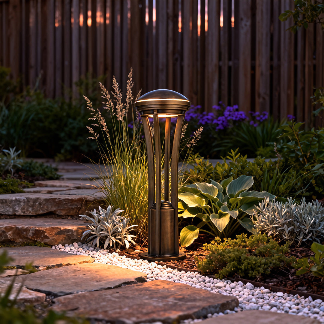 Antique Copper Path Light Stake with Clear Glass Shade