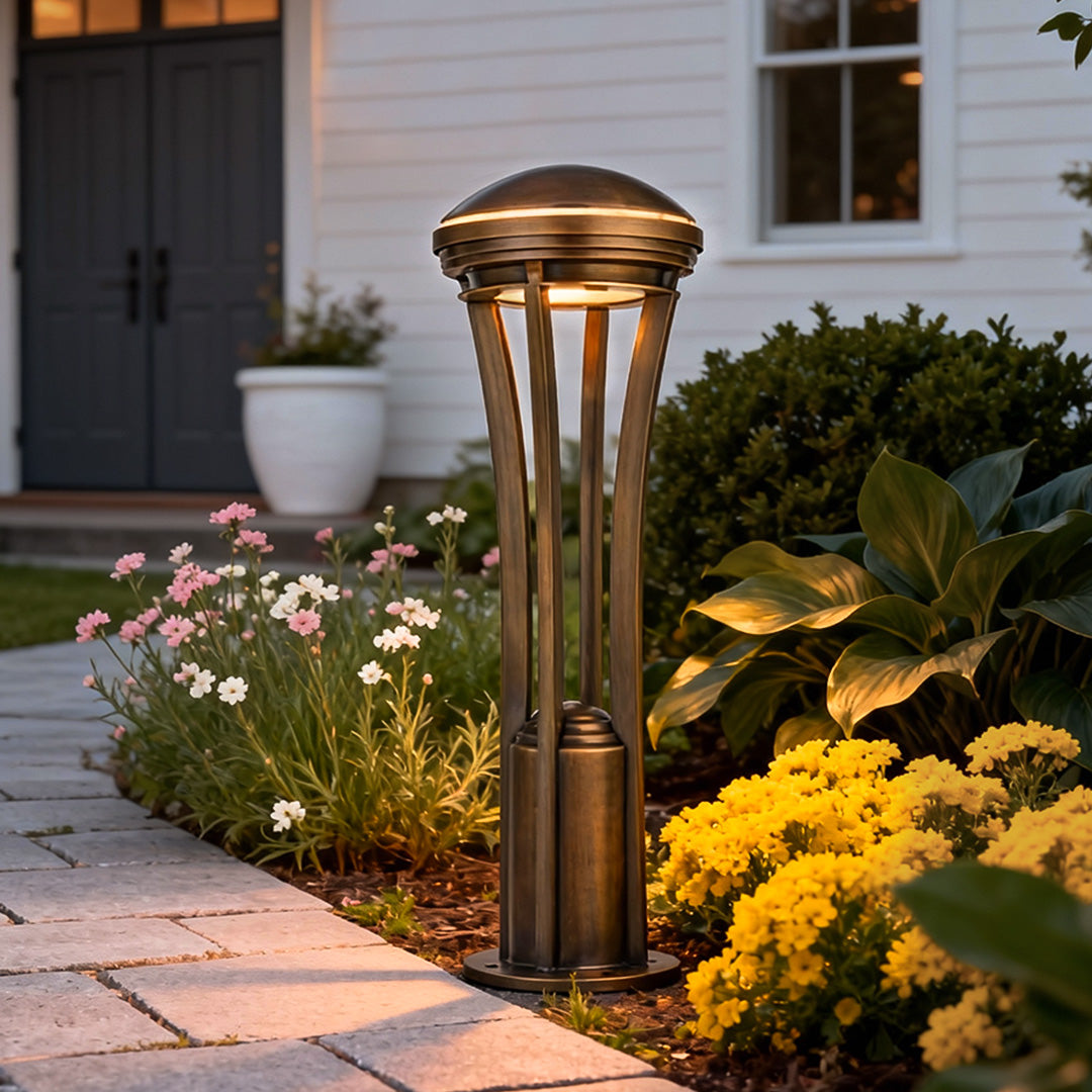 Antique Copper Path Light Stake with Clear Glass Shade