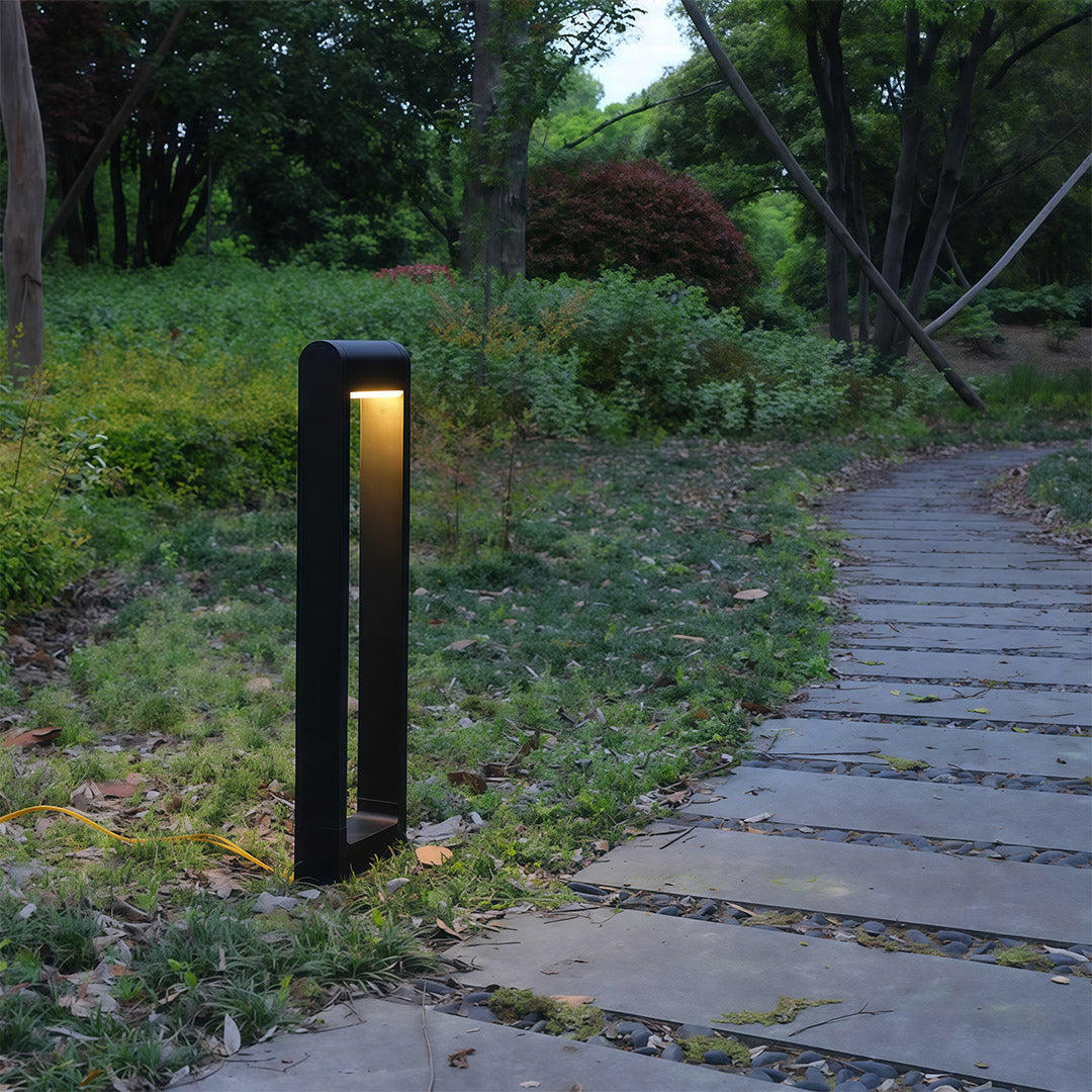 Minimalist Black Square Outdoor Bollard Light for Pathways