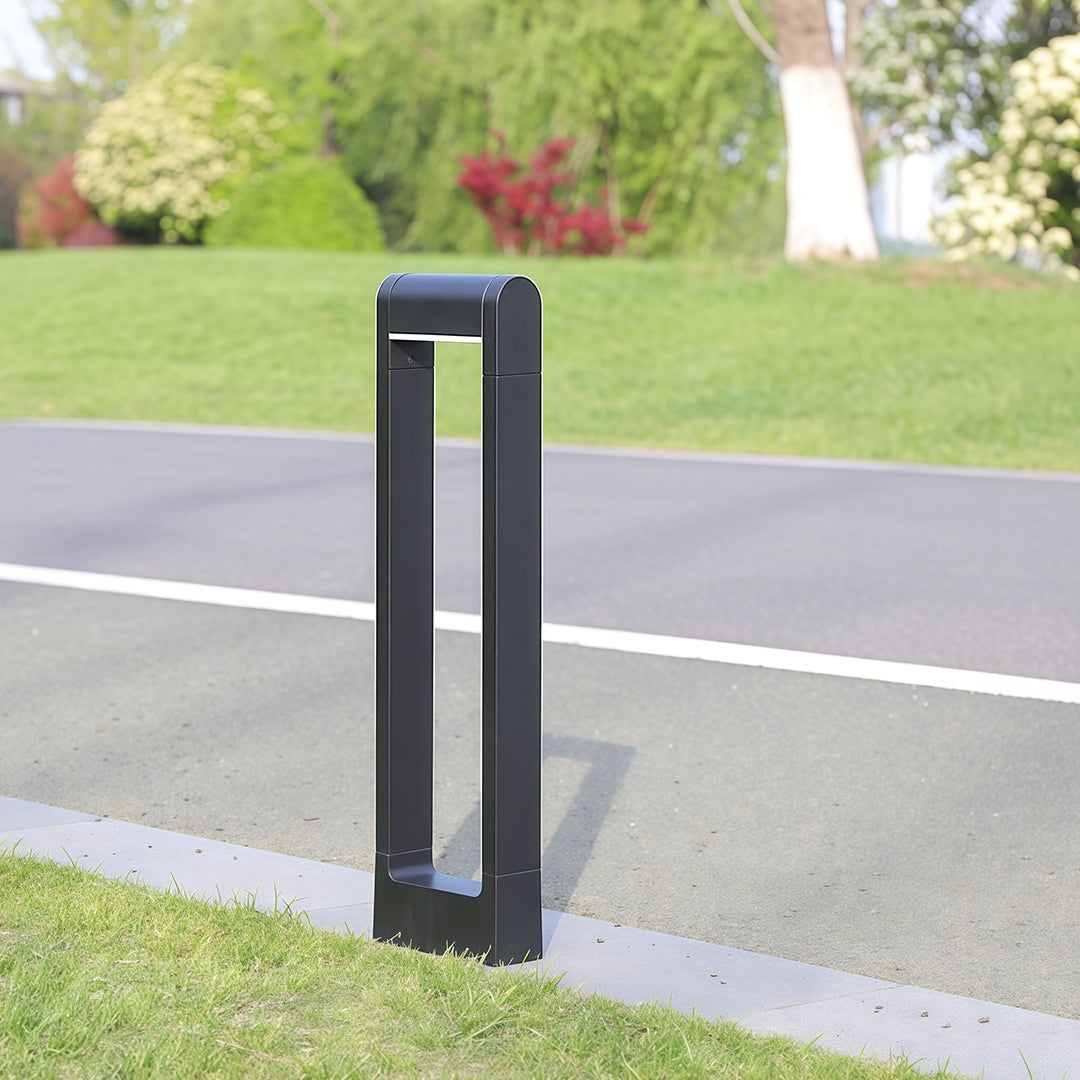 Minimalist Black Square Outdoor Bollard Light for Pathways
