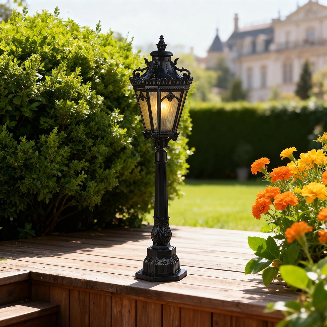 Aluminum Garden Bollard Light with Glass Shade for Pathways