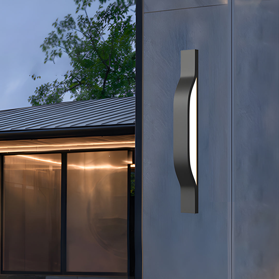 Modern Outdoor Wall Sconce in Black Stainless Steel with Warm LED Glow