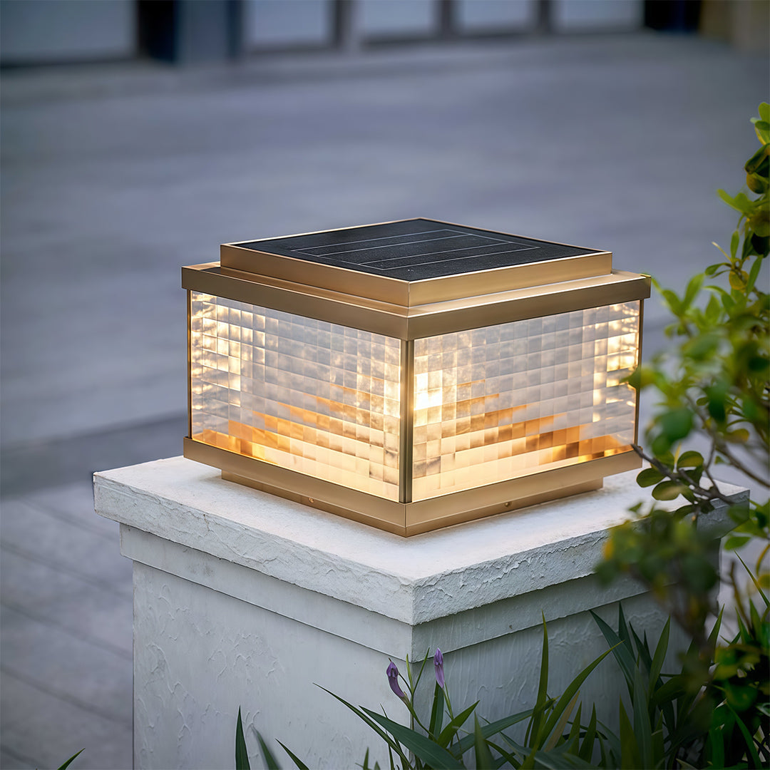 All-Copper Pillar Cap Light with Solar & Hardwired Options